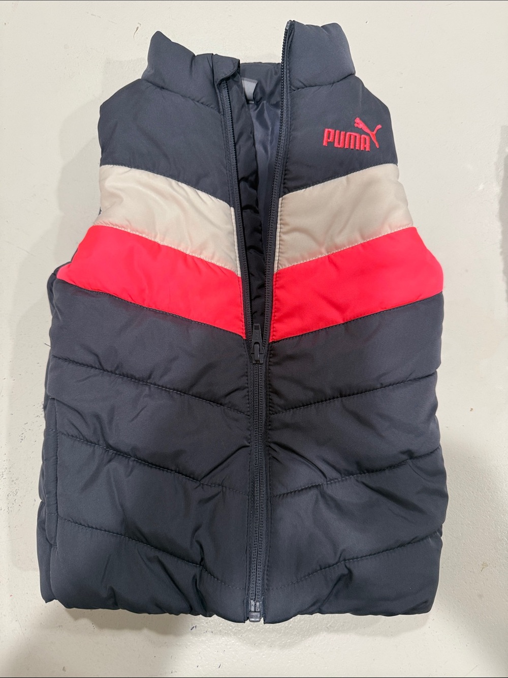 Puma Kids Navy Vest with Pink & Cream Chevron Panels